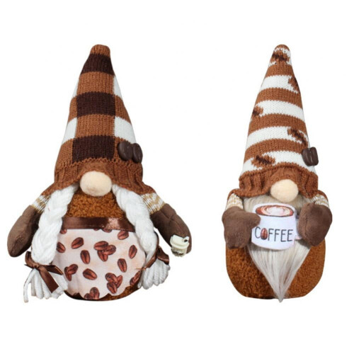 Set di 2 gnomi da caffè in peluche decorativi