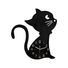 Orologio da parete a forma di gatto in acrilico, design moderno a cartone animato, 30 cm