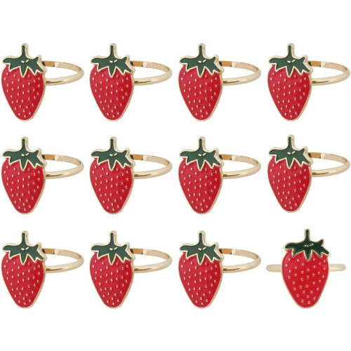 Ensemble de 12 ronds de serviette fraise en forme de fruit, décoration de Noël