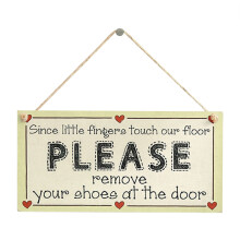 Plaque en bois avec lettre de bienvenue 20 x 10 cm
