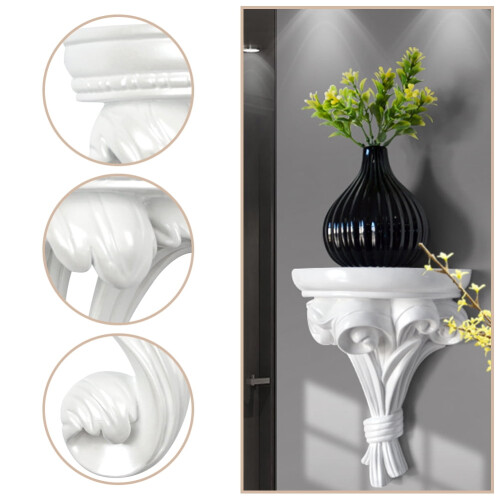White Resin Floating Wall Shelf 18.3 x 17 x 10 cm 1