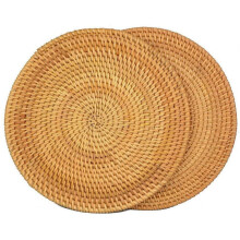 Sets de table ronds en rotin résistants à la chaleur, lot de 2