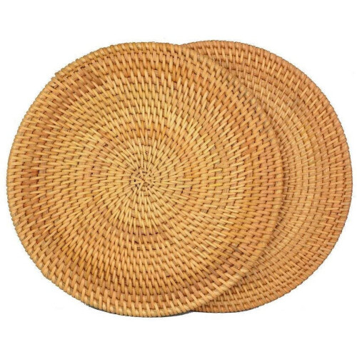 Runde, hitzebeständige Rattan-Tischsets, 2er-Set