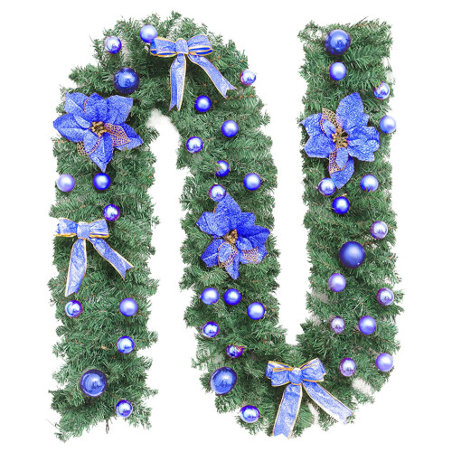 Décoration d'escalier en rotin fleuri de Noël, 270 cm