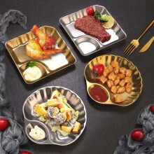 Ensemble de plateau à collations en acier inoxydable avec bol à trempette, 5 pièces