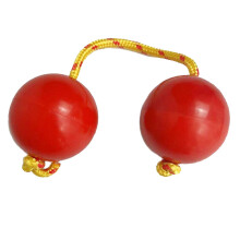 Percussion Shaker Kashaka Double Gourd Handheld African Rhythm Instrument with Bright Red Finish
