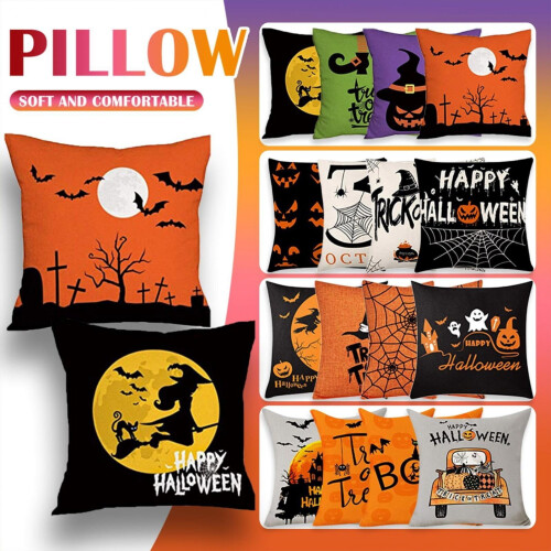 Halloween örngott 45x45cm persikofärgad sammet 1