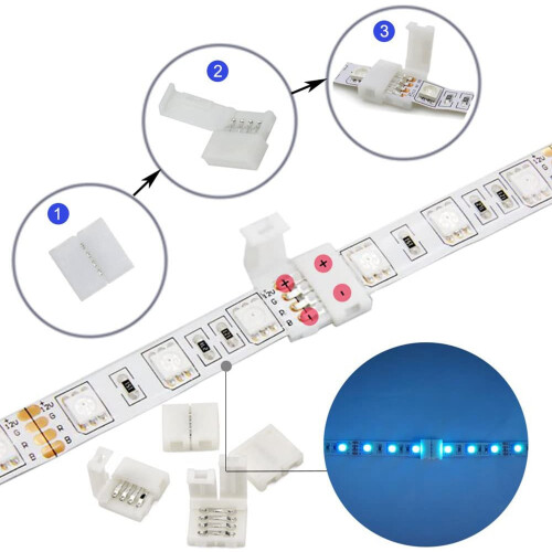 4-Pin RGB LED Strip Extension Cable Kit 5m 2