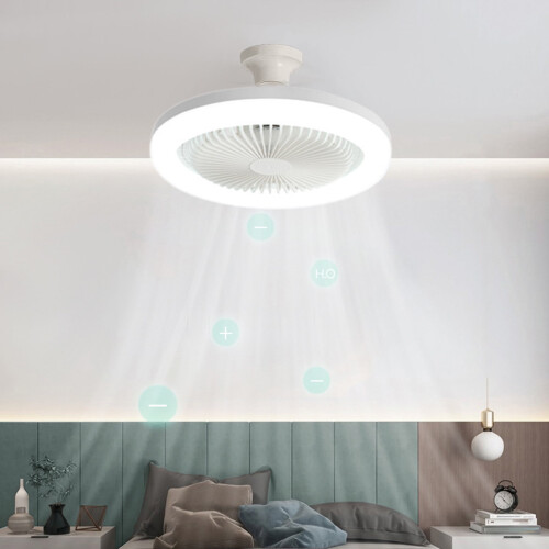Plafondventilator met verlichting, 10,2 inch witte E27-lamp 1