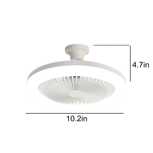 Plafondventilator met verlichting, 10,2 inch witte E27-lamp 2