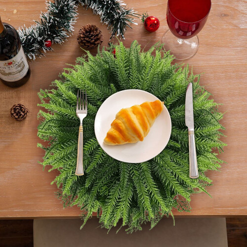 Faux Cedar Christmas Placemats 15 Inch Round 2