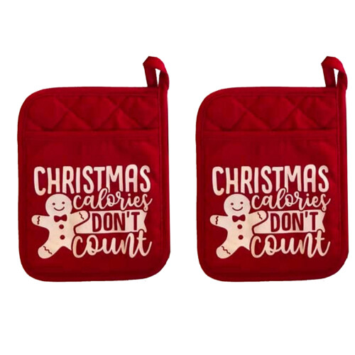 Christmas Oven Mitts with Hanging Loop, Red Heat-Resistant 1