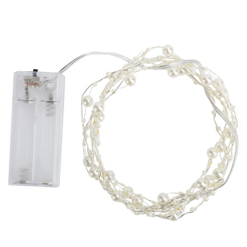 Luci a stringa a LED bianche perlate, lunghe 2 metri, alimentate a batteria. 1