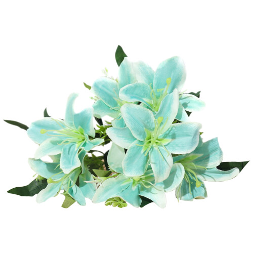 Blue Silk Lily Bouquet 35 cm Indoor Decor 1
