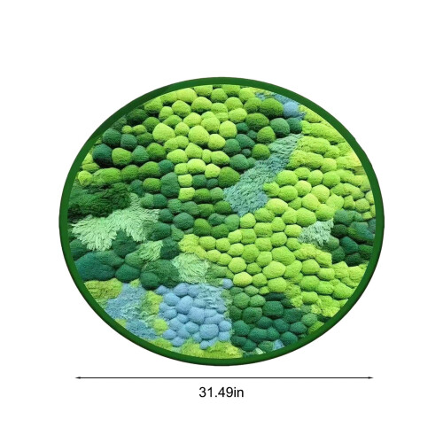 Round Green Moss Imitation Rug 80cm 2