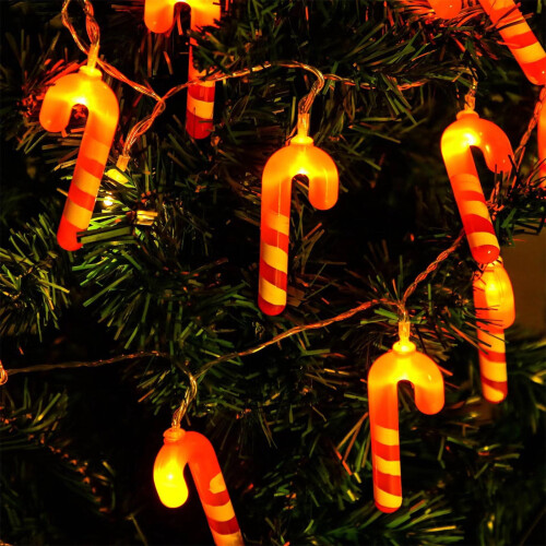 LED Candy Cane String Lights, Battery-Powered, 2 Modes 2