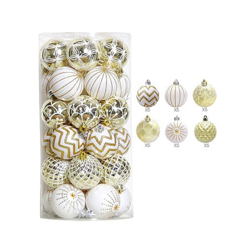 Christmas Balls Gold White 60mm Shatterproof 30PCS 2
