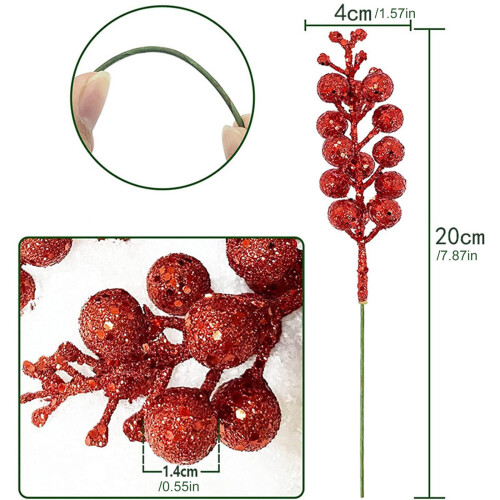 Lametta-Kranz mit künstlichen Beeren (5 Stück) 1
