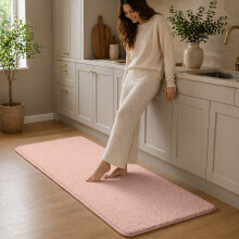 (60x120cm, Light Pink) Short Pile Pashmina Rug-Non Slip Faux Fur Shaggy Rug with 660 GSM Memory Foam Backing