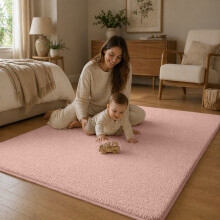 (120x170cm, Light Pink) Luxury Pashmina Style Shaggy Rug - Soft Pile Area Rug for Living Room, Bedroom