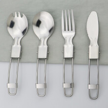 Camping Cutlery Set, 16Pcs Foldable Stainless Steel Spoon Fork Knife, Outdoor Travel Silver