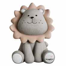 Lion Piggy Bank for Kids with Cute Design, Removable Stopper, Pink and Gray Money Saving Box