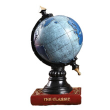 Large Globe Piggy Bank with Retro Design, Blue Decorative Coin Bank for Adults, Large Capacity