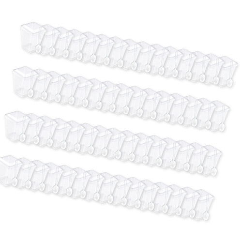 Square Lid With Spoon Dessert Cup 200ml Clear Plastic-60pcs