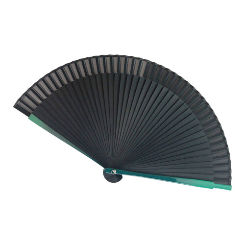 Foldable Bamboos Hand Fan Breathable Fabric Quiet Opening-Green