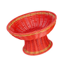 Stylish Elevated Fruit Basket With Handcrafted Appearance-Red