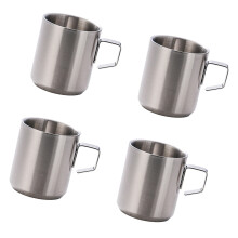 Set van 4 premium roestvrijstalen reismokken,-Zilver 200ml
