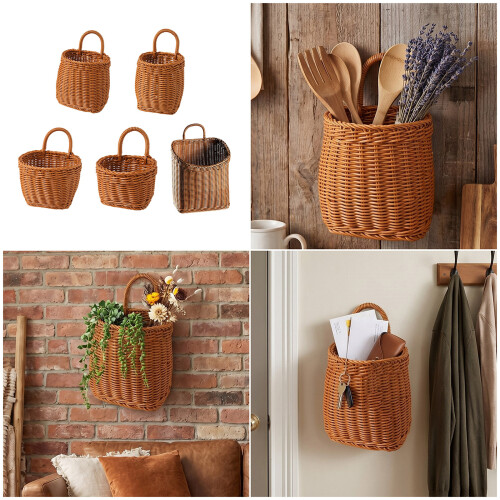 Waterproof Wall Mount Storage Basket With Handwoven Designs-A 2