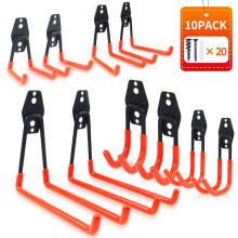 10 Pack Garage Storage Hooks, Heavy Duty Double Steel Hooks for Ladders Bikes Tools, AntiSlip Wall Mount