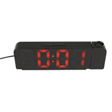 180 Rotation Projection Alarm Clock 12/24H LED Digital Clock USB Charge Ceiling Projector Alarm Clock (Red)