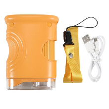 Handheld Microscope for Kids with 2In HD Screen 50-1000X Pocket Microscope Educational Birthday Gift for Children Yellow