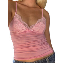 Top per Donna Sexy - Canotte - Y2K Bralette con Spalline Sottili Canottiere Aderenti per Uscire Rosa L
