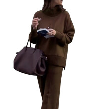 Lässiges Zweiteiliges Winter-Set für Damen: Sweatshirt mit Rundhalsausschnitt, Lockere Hose mit Weitem Bein, Trainingsanzug, Strick-Herbstoutfits