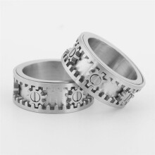 Double Layer Fidget Spinner Gemstone Gear Men Anxiety Relief Rings Women Jewelry Punk Rock Hip Hop Gift No.7