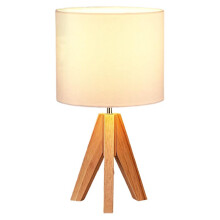 Stativ-Tischlampe, Süße Nachttischlampe mit Lampenschirm, Nachttischlampe für Schlafzimmer, Kinderzimmer, Wohnzimmer, Holzsockel