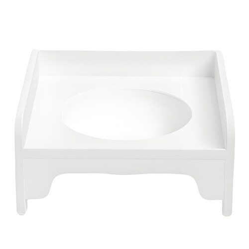 Square Pet Food Bowl with Stable Base Feeding and-White
