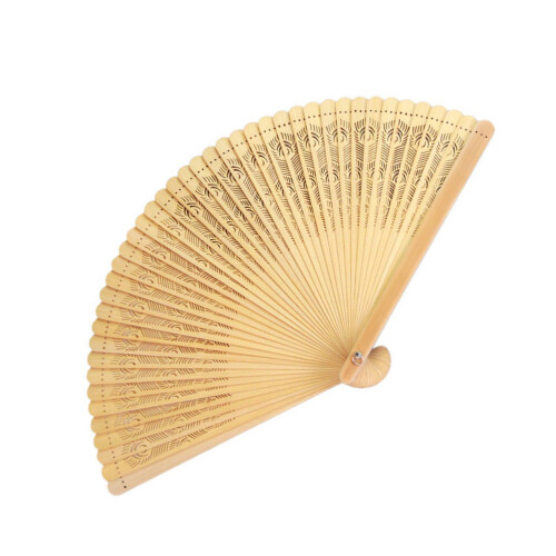 1Pc Bamboos Folding Fan Handheld Retro Wood-Carbonized color