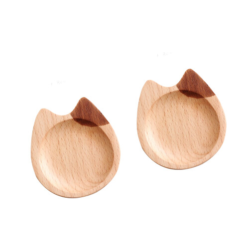 Assiettes miniatures en bois pour condiments, plats-B