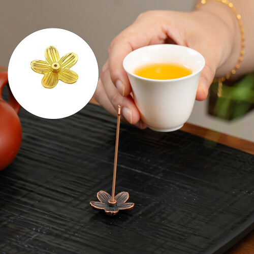 Support de bâton d'encens artistique en forme de fleur,-cuivre 2
