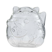 Glass Cat Piggy Bank for Kids with Transparent Coin Display and Cute Cat Design Decoration
