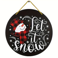 Jul Låt det snöa snögubbe rund väggskylt