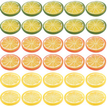 30pcs Artificial Lemon Slices PVC Decorative Props