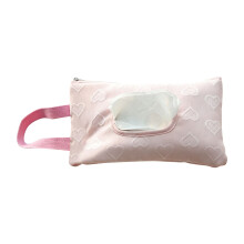 Sac de rangement matelassé de petite taille pour lingettes-Rose