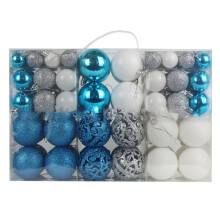 Christmas baubles shatterproof 100 pcs blue white silver