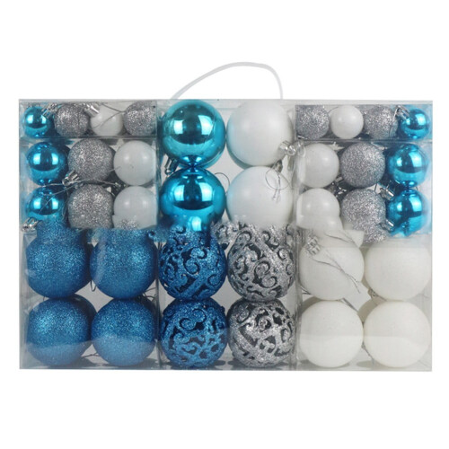 Christmas baubles shatterproof 100 pcs blue white silver