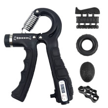 5Pack Grip Strength Trainer Kit Adjustable Count Hand Grip Set with Finger Exerciser Hand Extension Exerciser Black